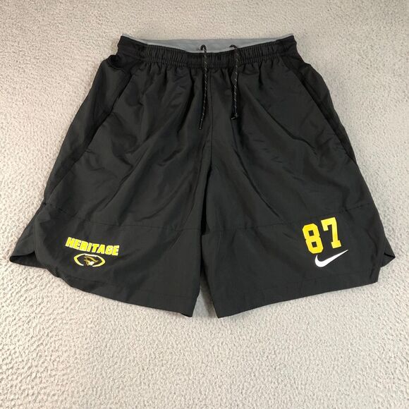 Nike Shorts Mens Medium Black Football Heritage 87 Dri-Fit Drawstring Sportswear - Picture 1 of 9